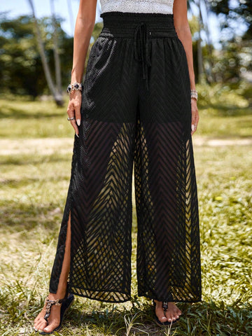 EMERY ROSE Solid Split Thigh Wide Leg Pants