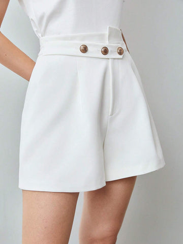 MOTF PREMIUM DRESSY BUTTON DETAIL SHORTS