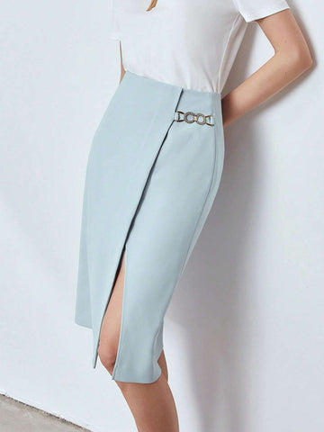 MOTF PREMIUM BUCKLE DETAIL WRAP SKIRT