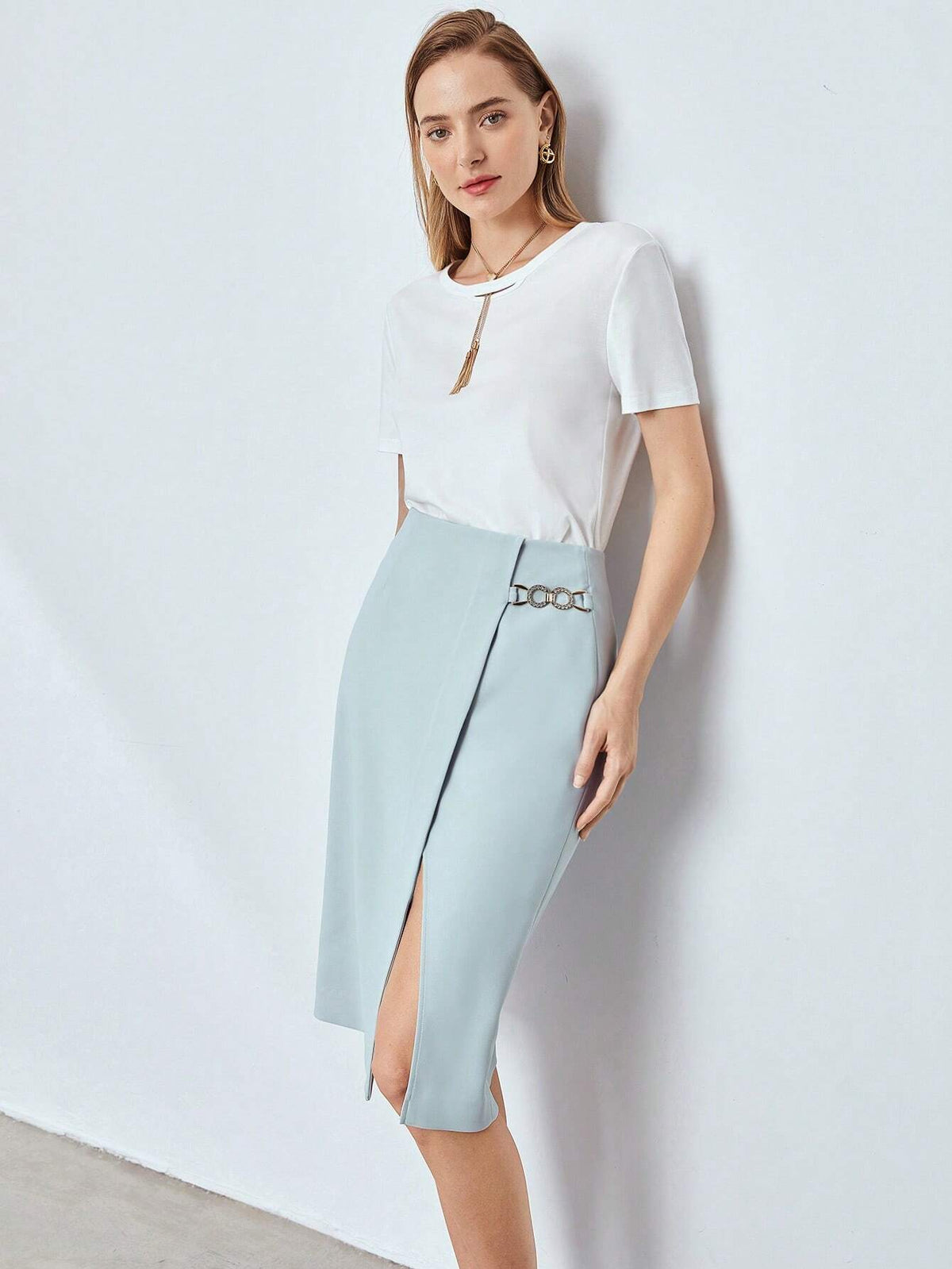 MOTF PREMIUM BUCKLE DETAIL WRAP SKIRT