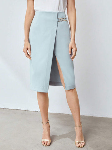 MOTF PREMIUM BUCKLE DETAIL WRAP SKIRT