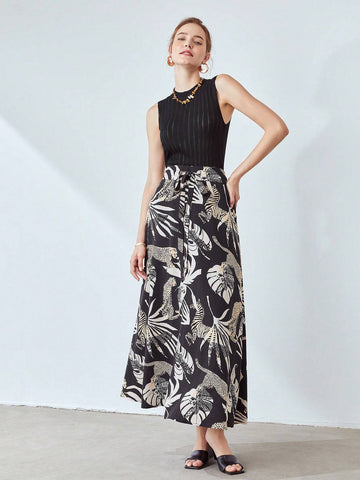 MOTF PREMIUM LINEN VISCOSE DRAWSTRING SKIRT