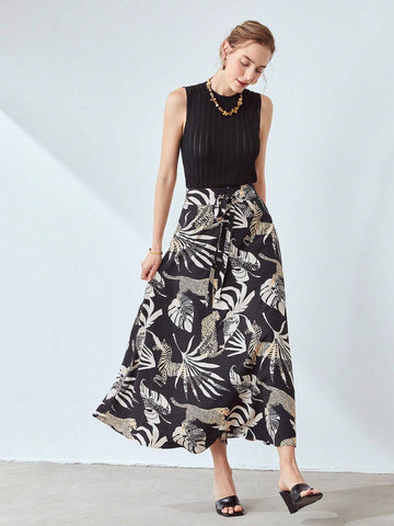 MOTF PREMIUM LINEN VISCOSE DRAWSTRING SKIRT