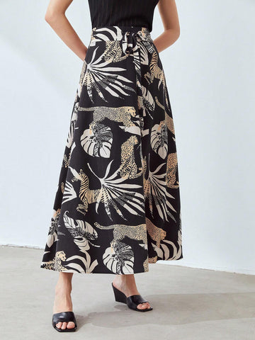 MOTF PREMIUM LINEN VISCOSE DRAWSTRING SKIRT