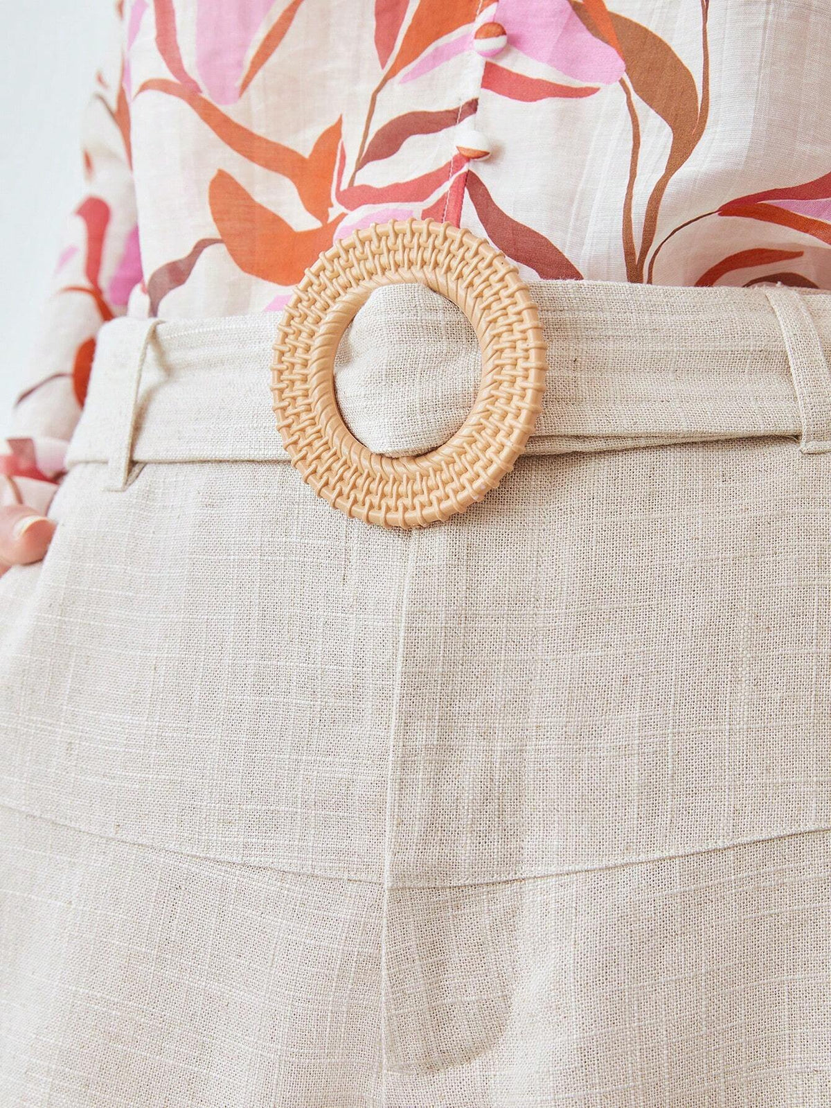 MOTF PREMIUM BELTED LINEN VISCOSE SHORTS