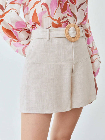 MOTF PREMIUM BELTED LINEN VISCOSE SHORTS
