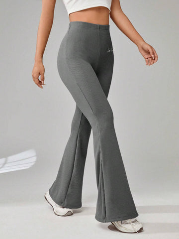 EZwear Letter Graphic Flare Leg Pants