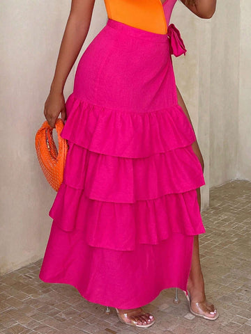 SXY Layer Hem Knot Side Skirt