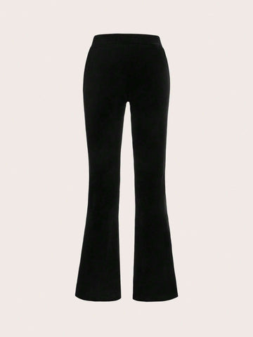 ICON Heart Rhinestone Drawstring Waist Flare Leg Pants