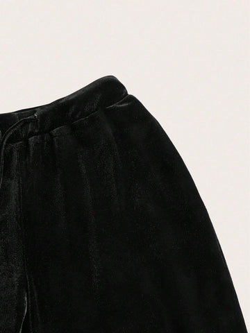 ICON Heart Rhinestone Drawstring Waist Flare Leg Pants