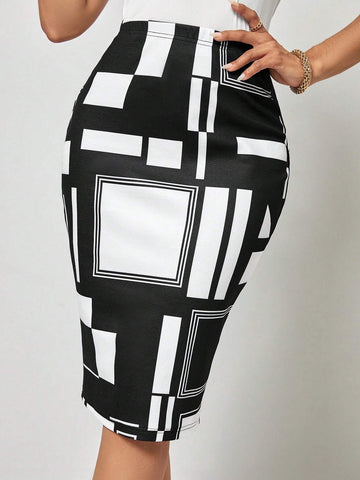 EMERY ROSE Geo Print Pencil Skirt
