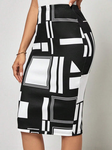 EMERY ROSE Geo Print Pencil Skirt