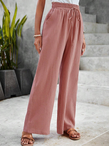 EMERY ROSE Solid Knot Waist Wide Leg Pants