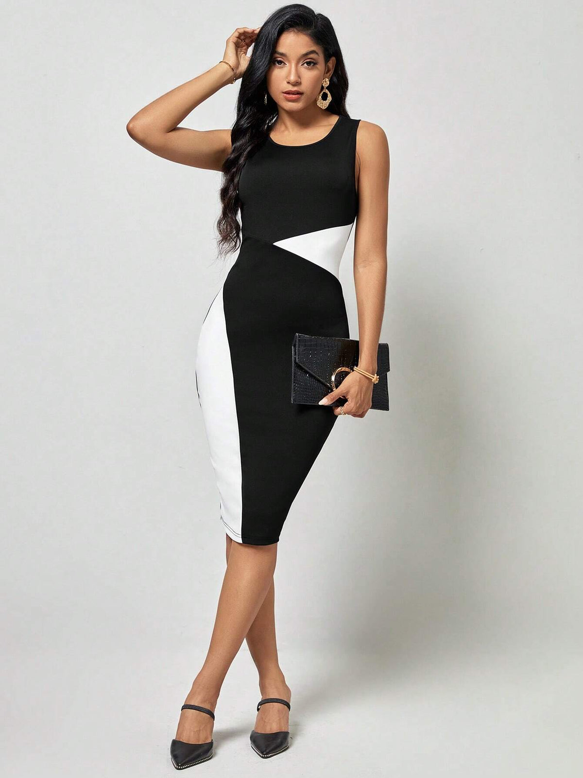 EMERY ROSE Two Tone Bodycon Dress