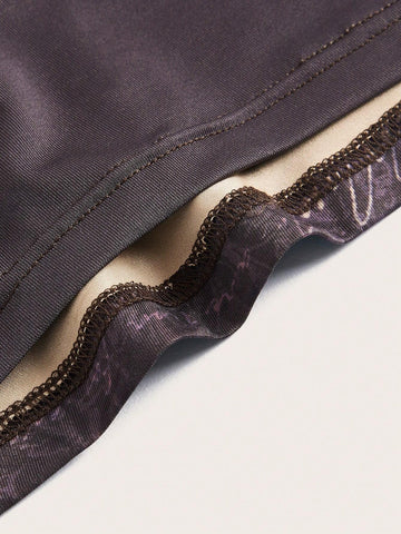 ROMWE PUNK Grunge Floral Print Notched Neckline Crop Tee