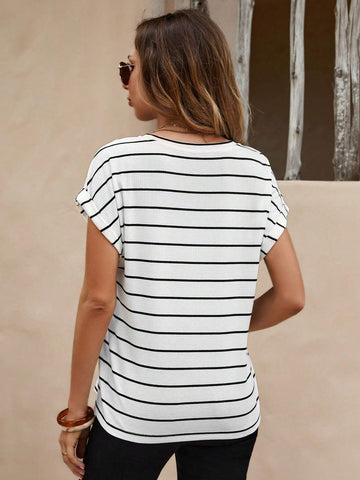 EMERY ROSE Striped Batwing Sleeve Tee