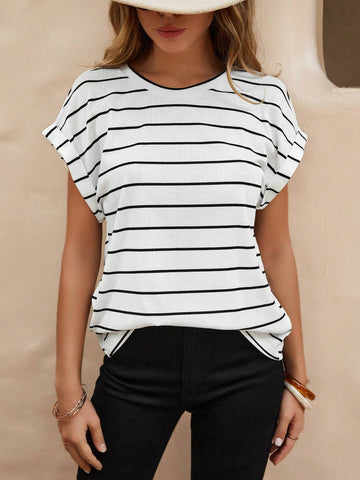 EMERY ROSE Striped Batwing Sleeve Tee