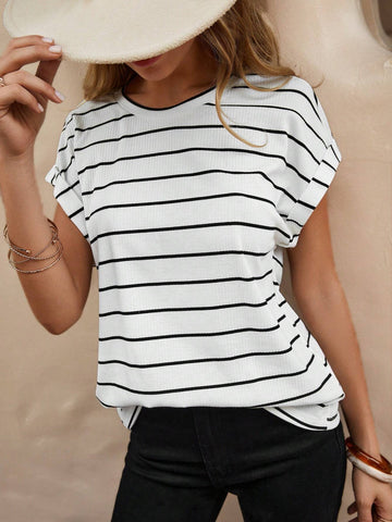 EMERY ROSE Striped Batwing Sleeve Tee