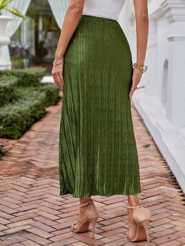 Unity Solid Plisse Longline Skirt