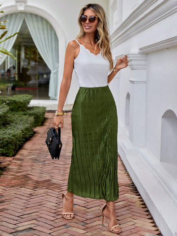 Unity Solid Plisse Longline Skirt