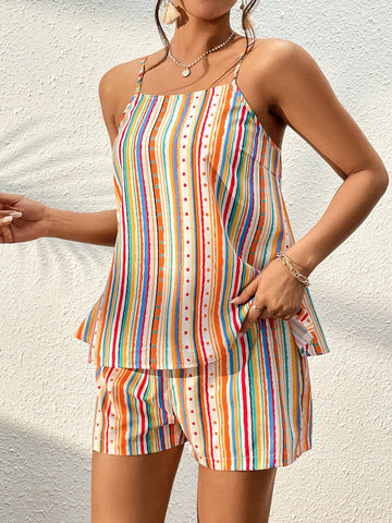 Striped Print Cami Top & Shorts