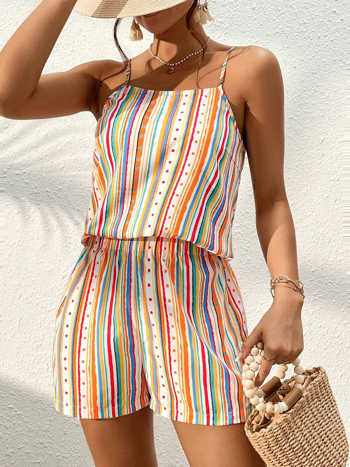 Striped Print Cami Top & Shorts