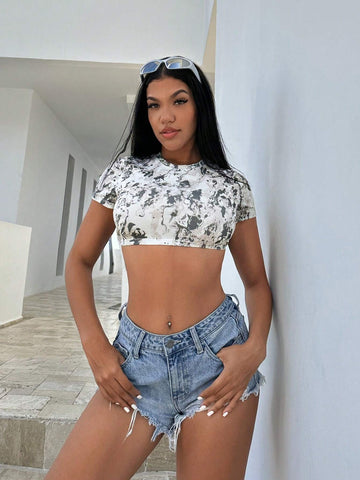 SXY Allover Print Crop Top