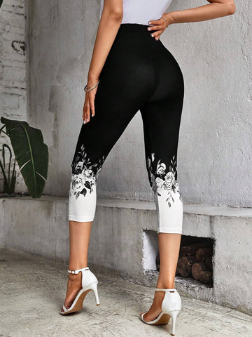 EMERY ROSE High Waist Solid Capri Leggings