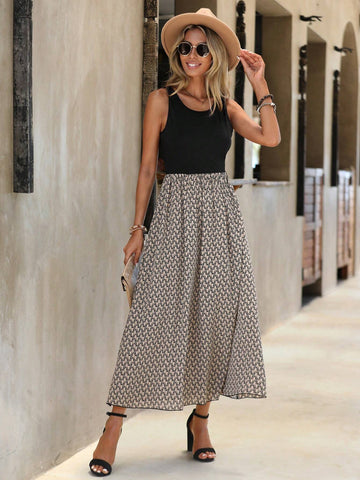 EMERY ROSE Geo Print Sleeveless A-line Dress