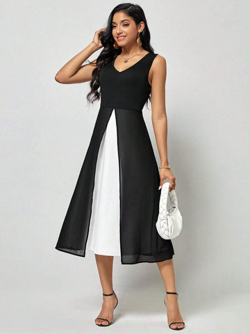 EMERY ROSE Two Tone A-line Dress