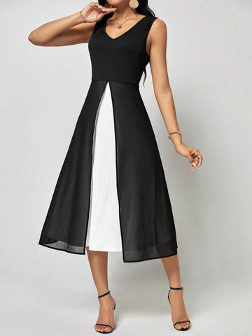 EMERY ROSE Two Tone A-line Dress