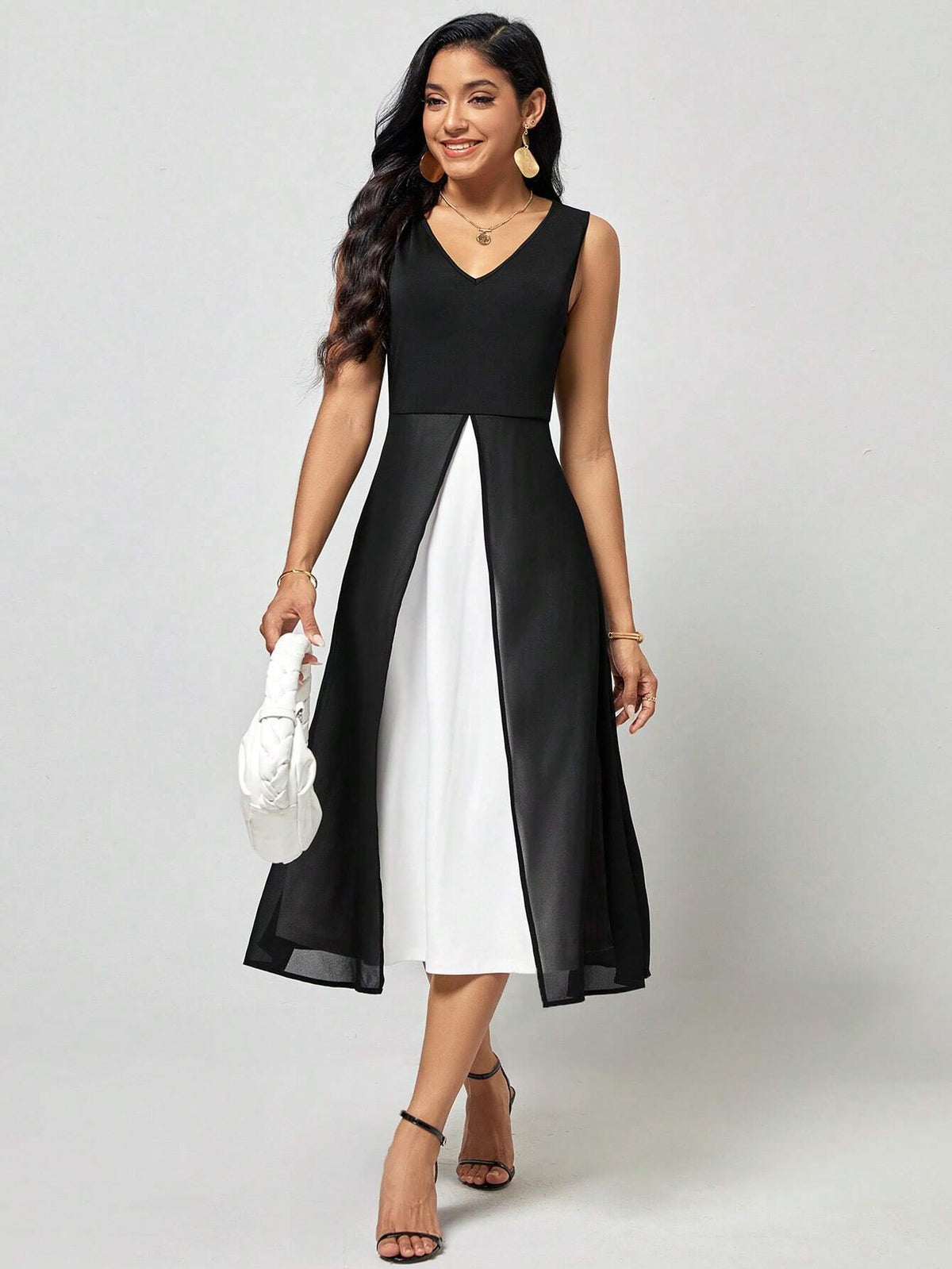EMERY ROSE Two Tone A-line Dress