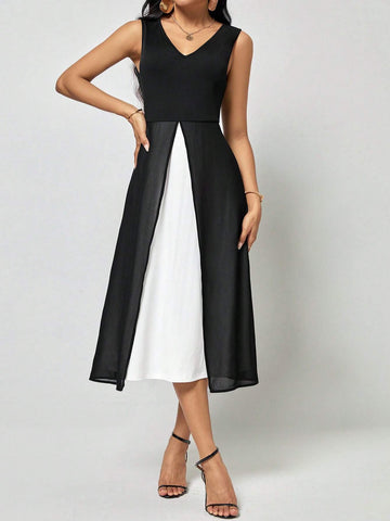 EMERY ROSE Two Tone A-line Dress