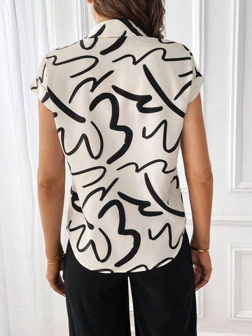 Allover Print Batwing Sleeve Shirt