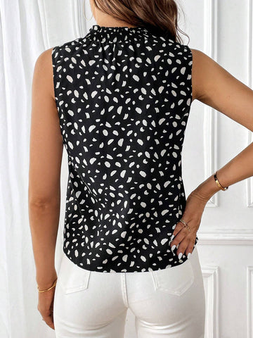 Allover Print Mock Neck Blouse