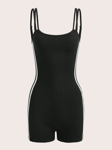 Contrast Binding Cami Unitard Romper