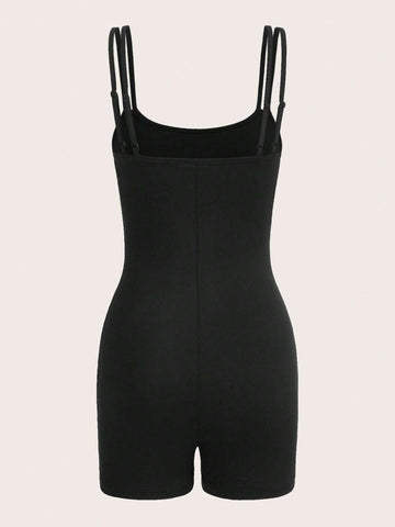 Contrast Binding Cami Unitard Romper