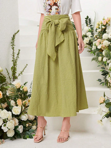 Modely Tie Front Solid Skirt