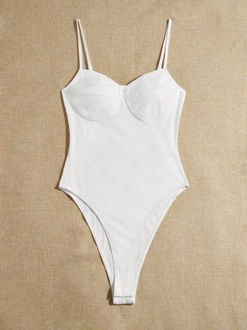 Solid Bustier Cami Bodysuit
