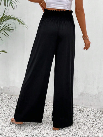 Frenchy Paperbag Waist Knot Front Wide Leg Pants