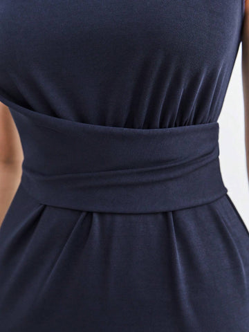 Ruched Front Zip Back Dress