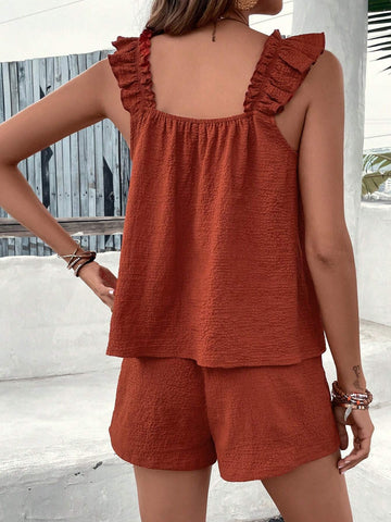 Ruffle Trim Top & Shorts
