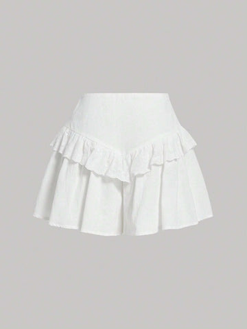 MOD Ruffle Trim Wide Leg Shorts