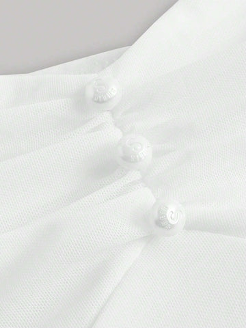 Off Shoulder Ruched Bust Button Front Blouse