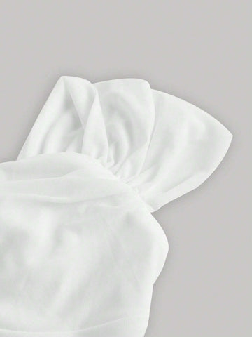 Off Shoulder Ruched Bust Button Front Blouse