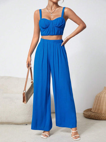 Solid Cami Top & Wide Leg Pants