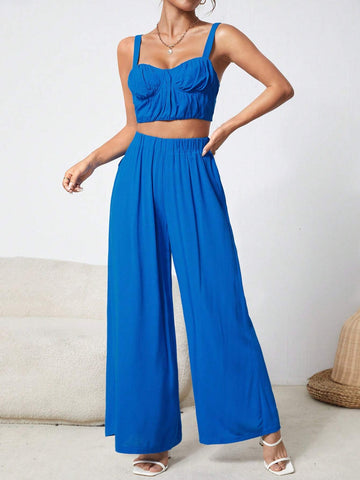 Solid Cami Top & Wide Leg Pants