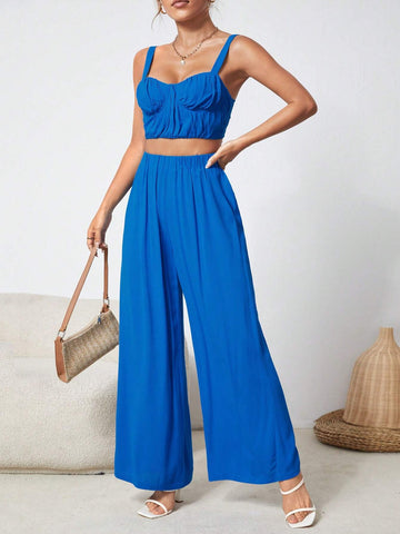 Solid Cami Top & Wide Leg Pants