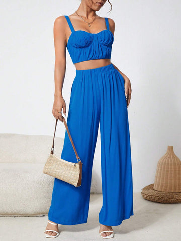 Solid Cami Top & Wide Leg Pants
