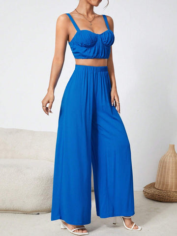 Solid Cami Top & Wide Leg Pants